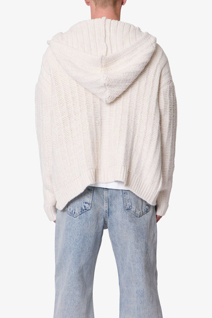 Knit Zip Up Hoodie - Off White