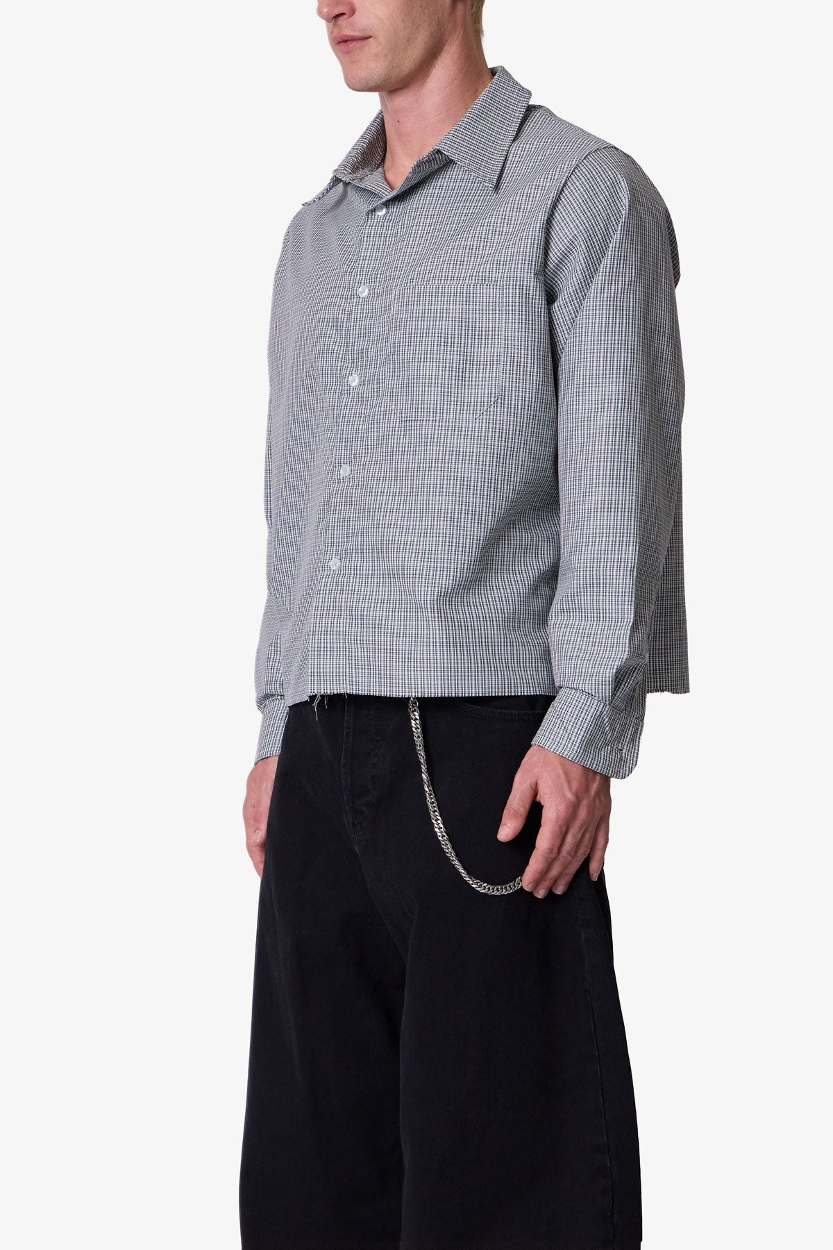 L/S Plaid Poplin Shirt - Grey