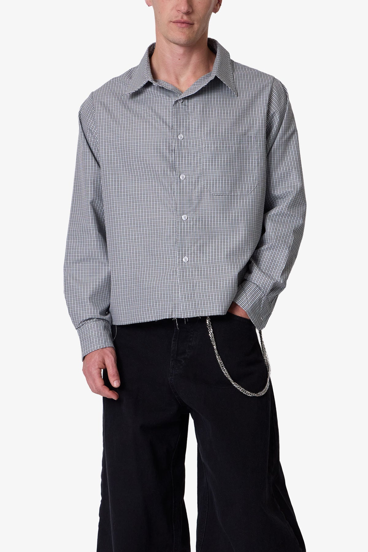 L/S Plaid Poplin Shirt - Grey
