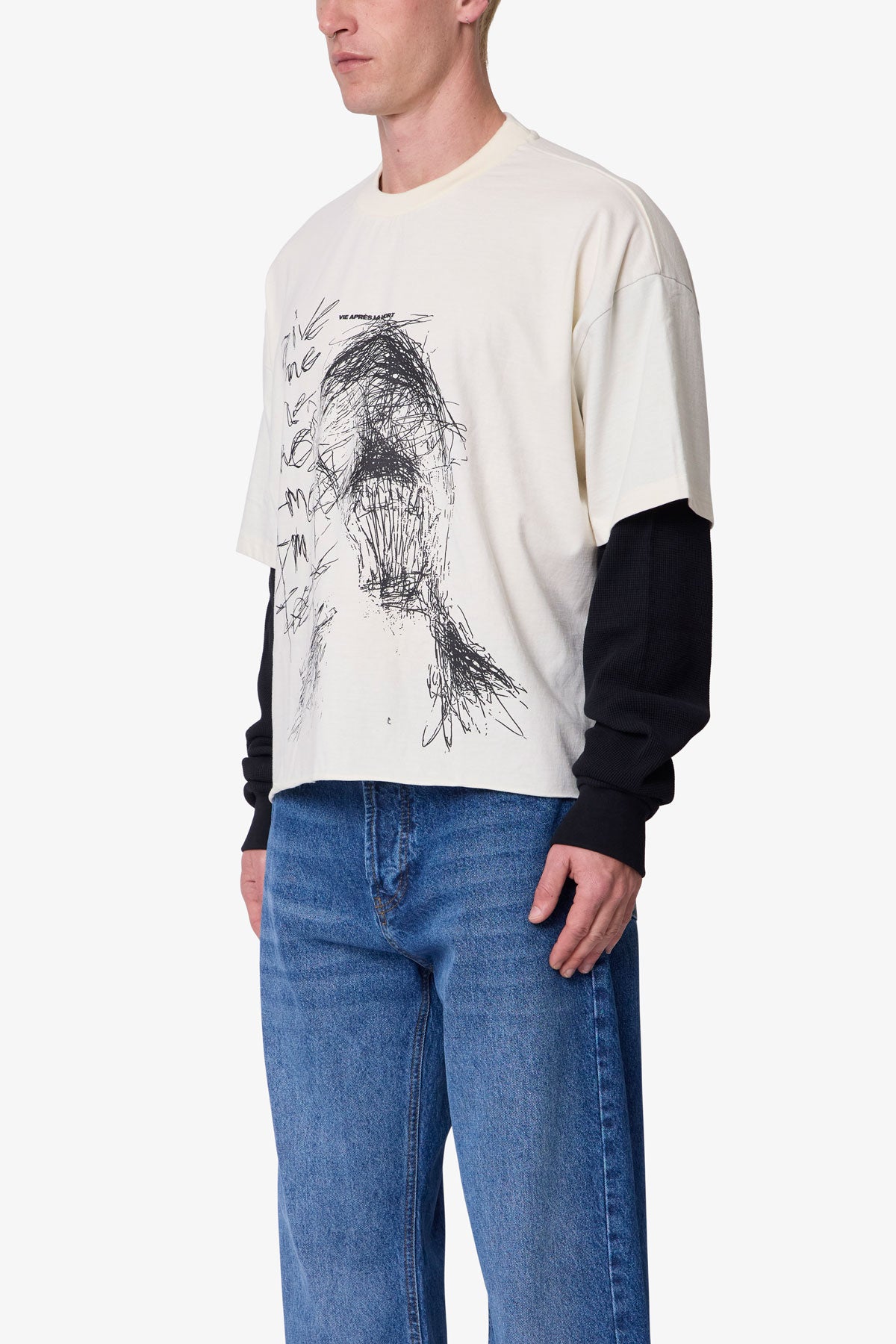 Layered Thermal Lost Tee - White/Black