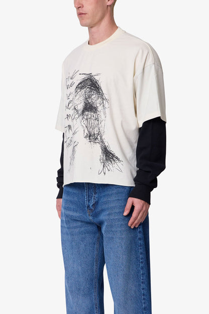 Layered Thermal Lost Tee - White/Black