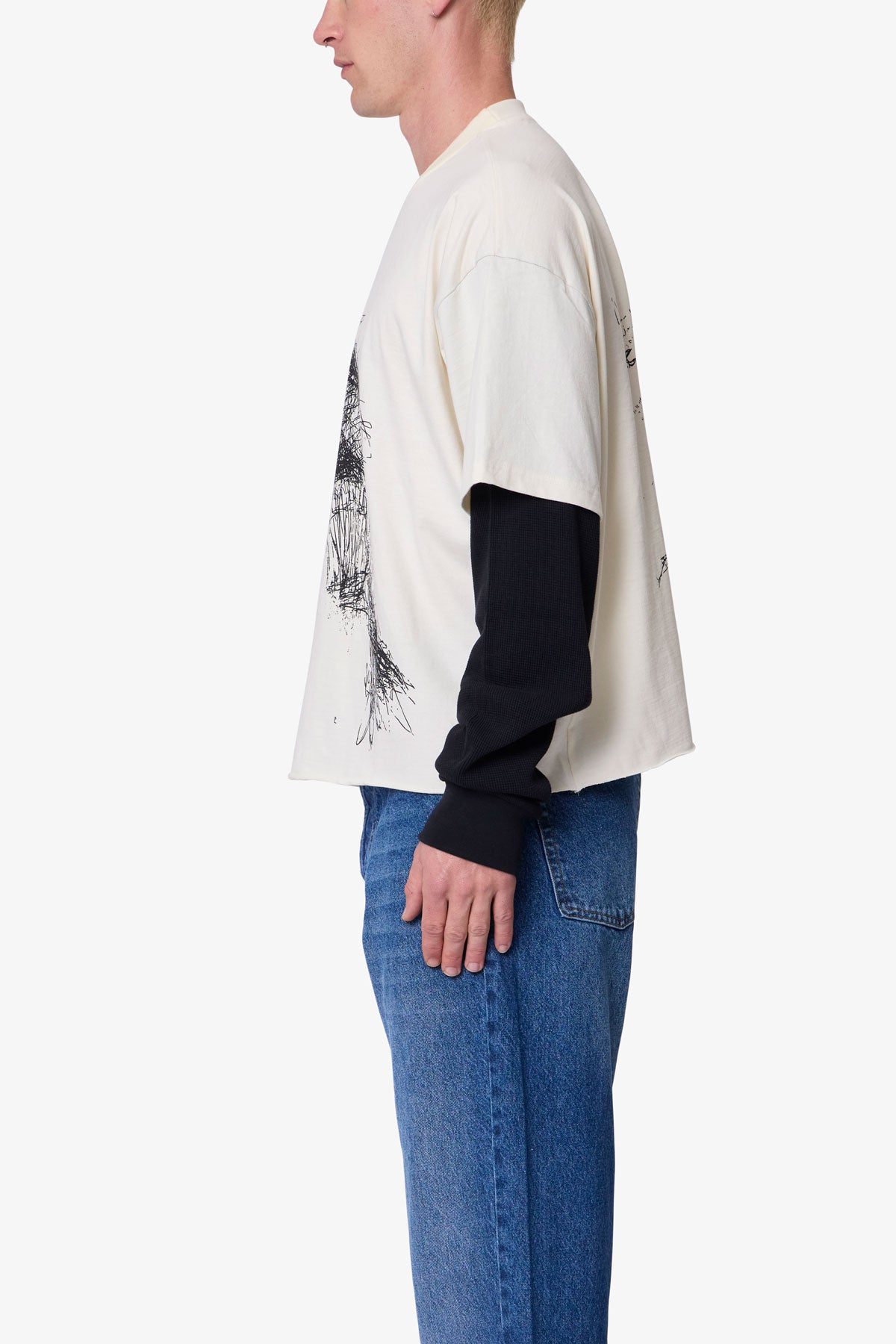 Layered Thermal Lost Tee - White/Black