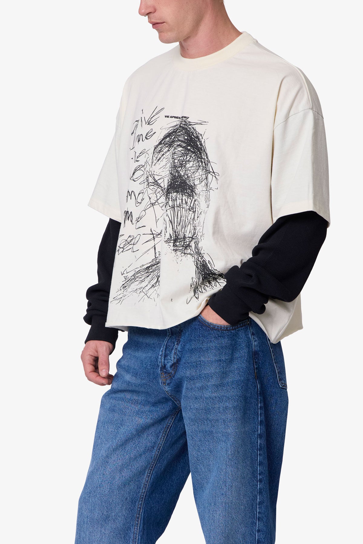 Layered Thermal Lost Tee - White/Black