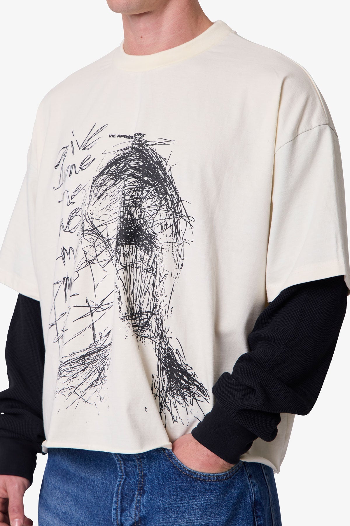 Layered Thermal Lost Tee - White/Black
