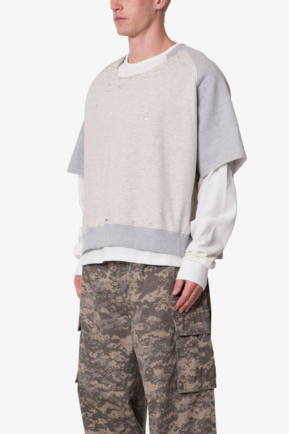 Layered Thermal Raglan Sweater - Heather Grey