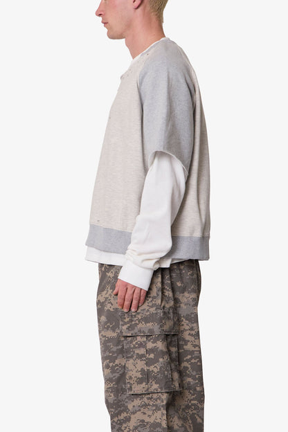 Layered Thermal Raglan Sweater - Heather Grey