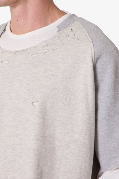 Layered Thermal Raglan Sweater - Heather Grey