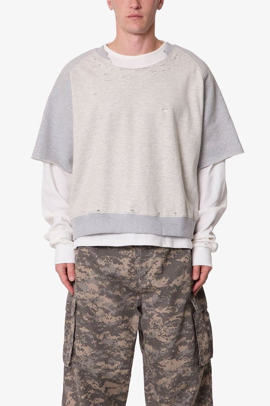 Layered Thermal Raglan Sweater - Heather Grey