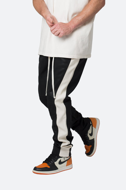 Leather Moto Pants - Black/White