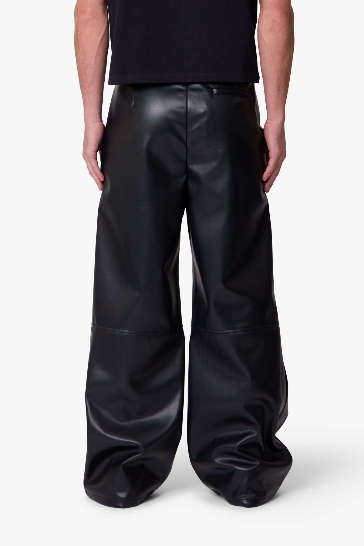 Leather Pleated Trouser - Black