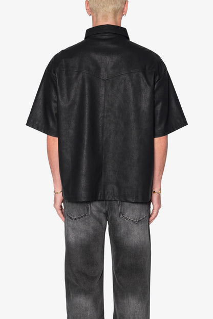 Leather S/S Shirt - Black