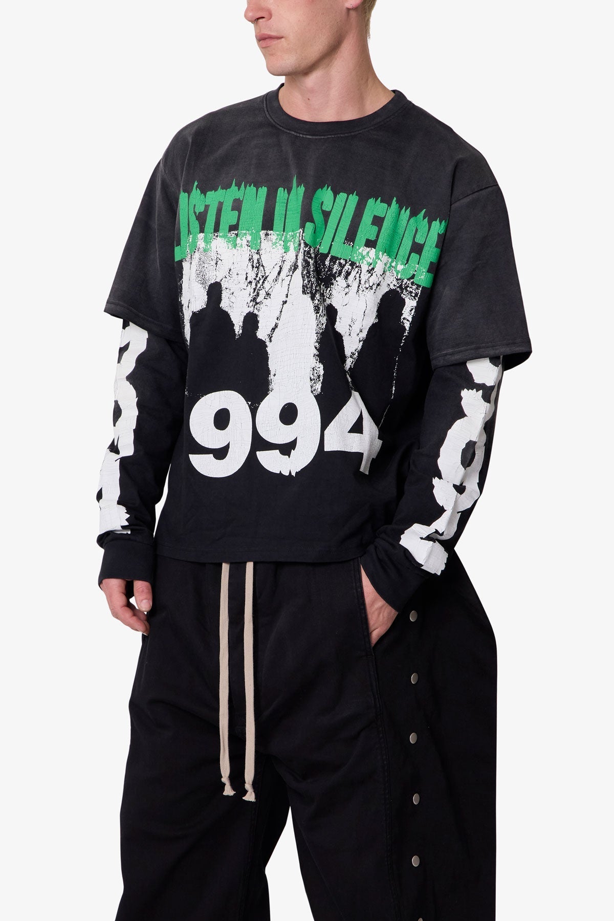 Listen in Silence L/S Tee - Black