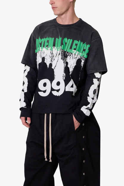 Listen in Silence L/S Tee - Black