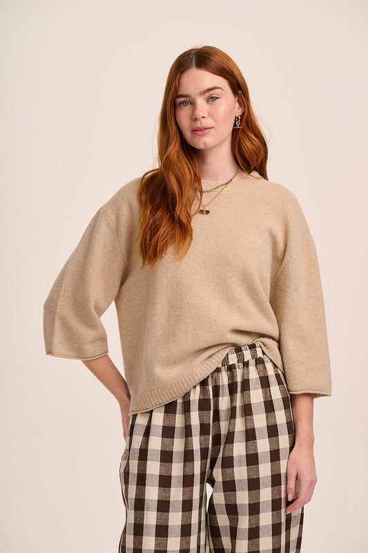 Lulu Knitted Merino Wool TShirt - Sand
