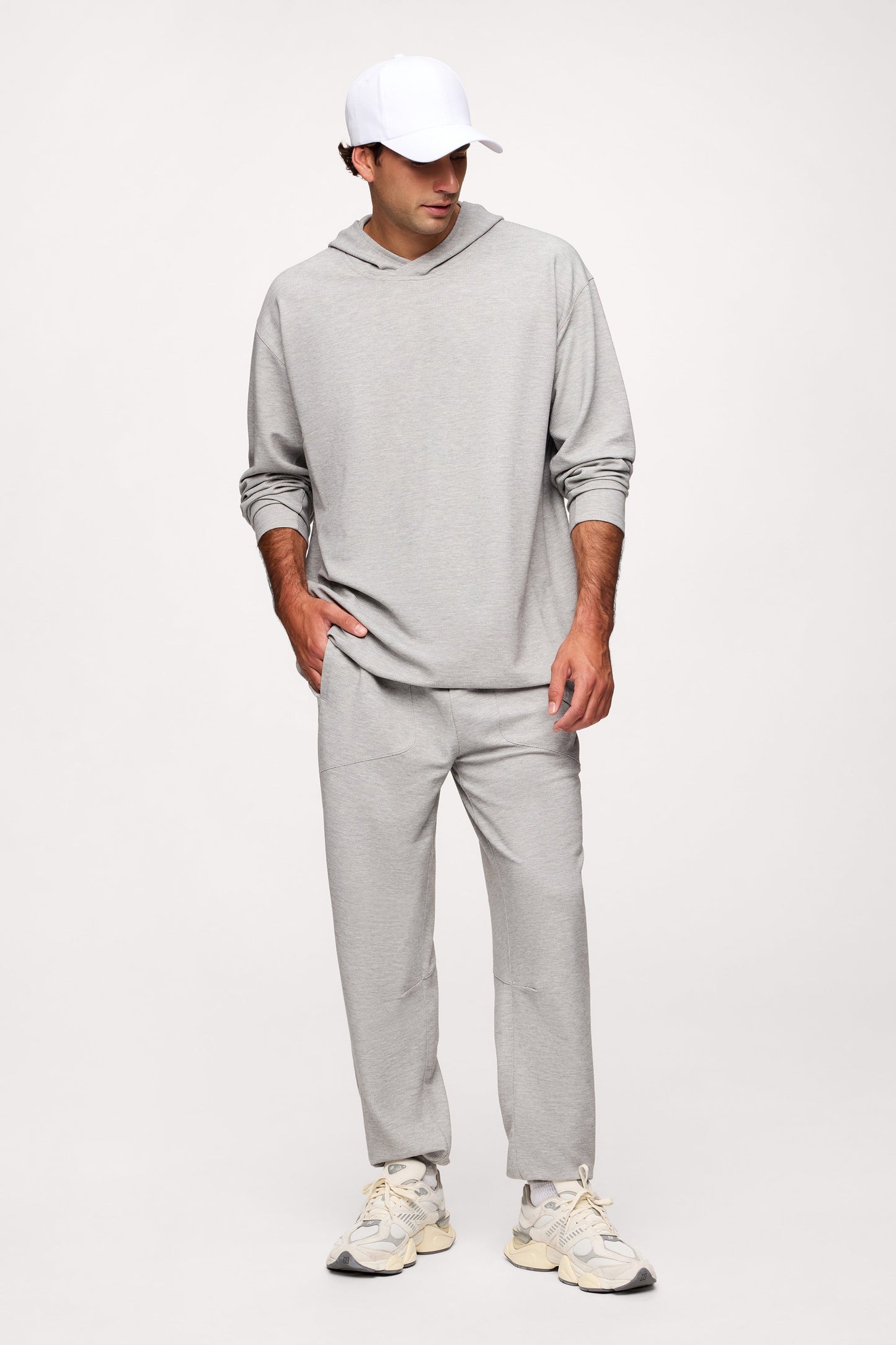 Performance Waffle Hoodie | Heather Grey