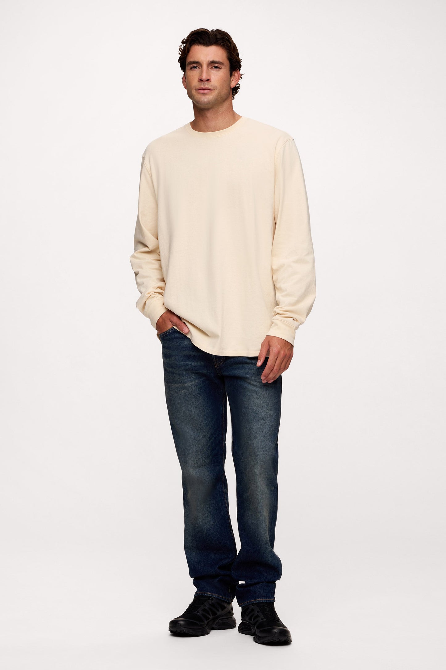 Vintage Cotton Men's Long Sleeve Everyday T-Shirt | Bone