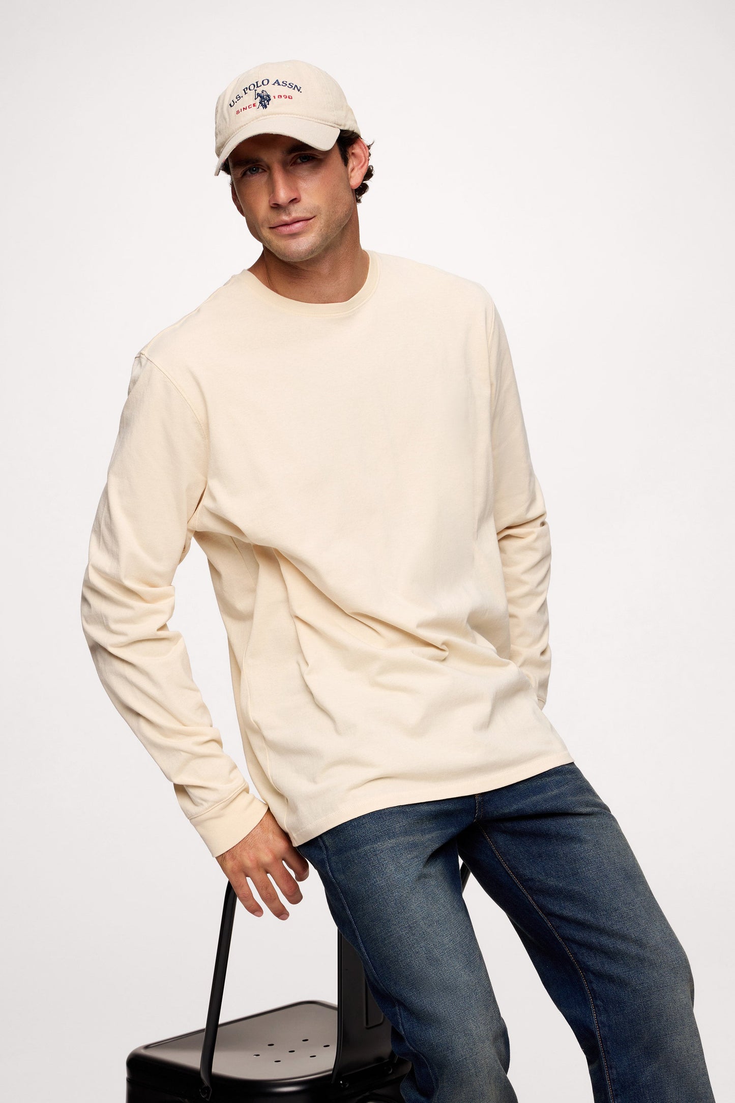 Vintage Cotton Men's Long Sleeve Everyday T-Shirt | Bone