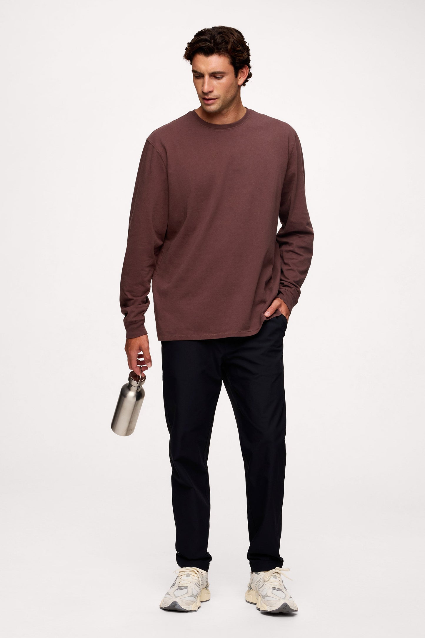 Vintage Cotton Men's Long Sleeve Everyday T-Shirt | Coffee