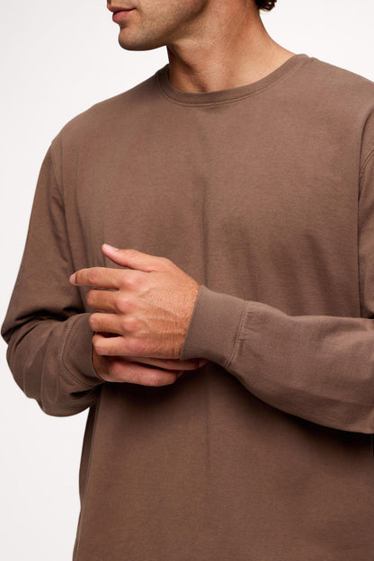 Vintage Cotton Men's Long Sleeve Everyday T-Shirt | Mocha