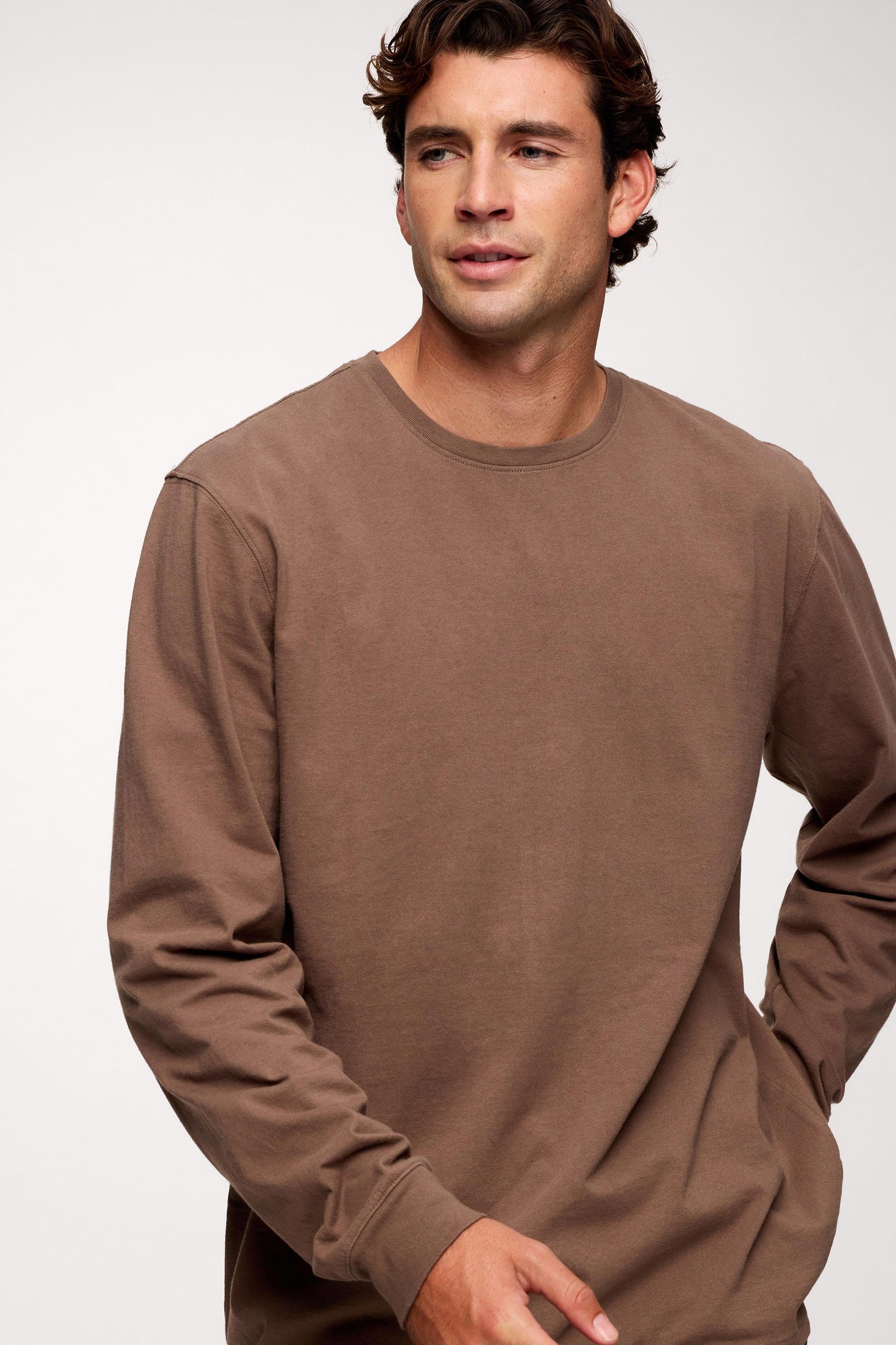 Vintage Cotton Men's Long Sleeve Everyday T-Shirt | Mocha