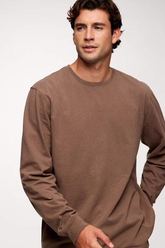 Vintage Cotton Men's Long Sleeve Everyday T-Shirt | Mocha