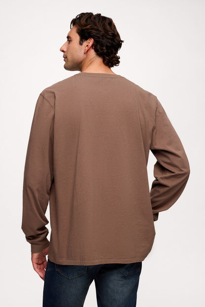 Vintage Cotton Men's Long Sleeve Everyday T-Shirt | Mocha