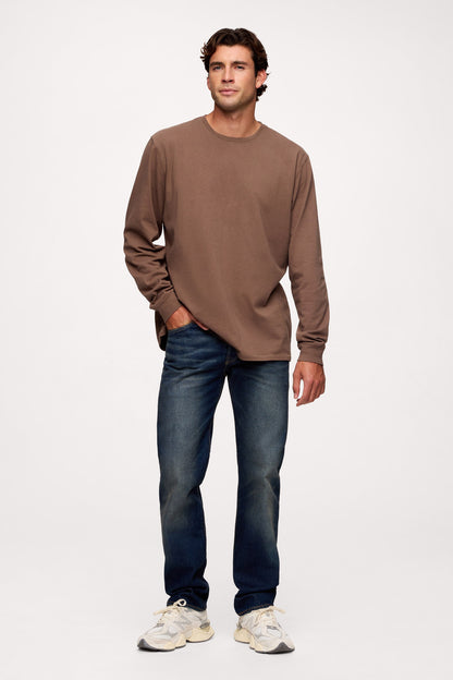 Vintage Cotton Men's Long Sleeve Everyday T-Shirt | Mocha