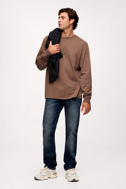 Vintage Cotton Men's Long Sleeve Everyday T-Shirt | Mocha