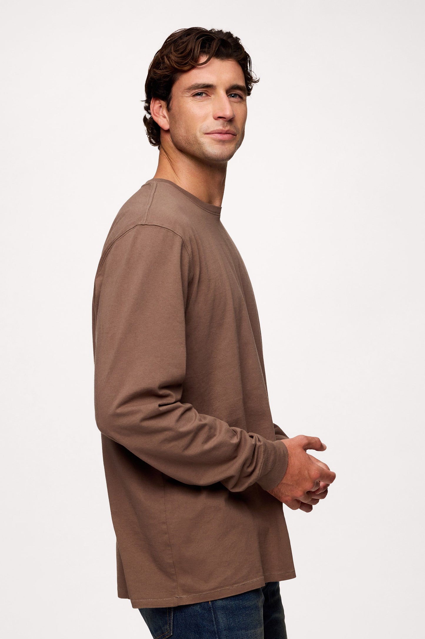 Vintage Cotton Men's Long Sleeve Everyday T-Shirt | Mocha