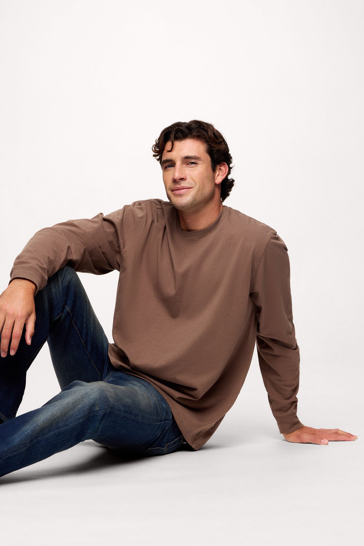 Vintage Cotton Men's Long Sleeve Everyday T-Shirt | Mocha