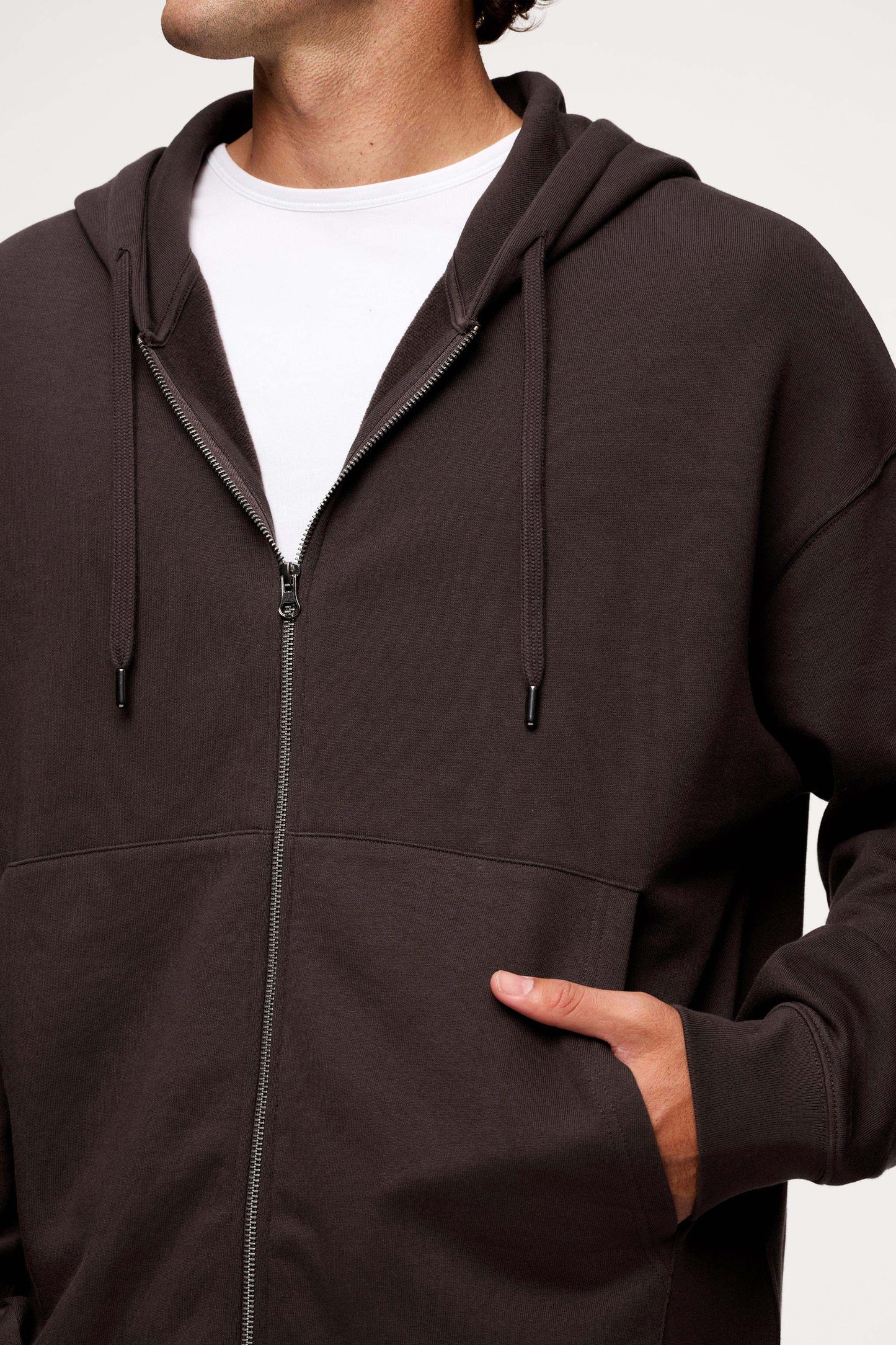 Vintage Washed Zip-Up Hoodie | Espresso