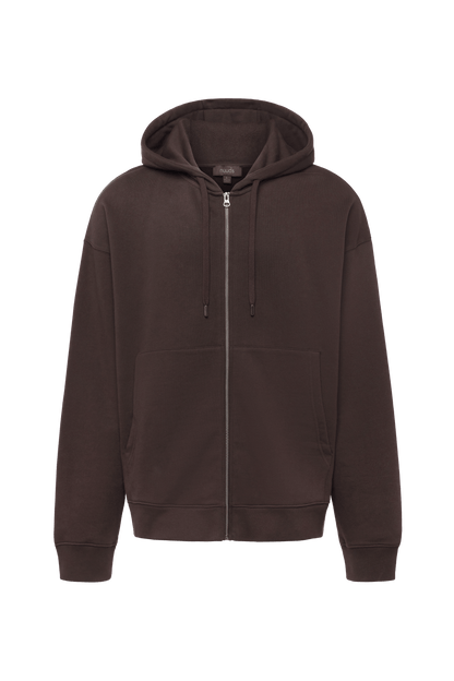 Vintage Washed Zip-Up Hoodie | Espresso