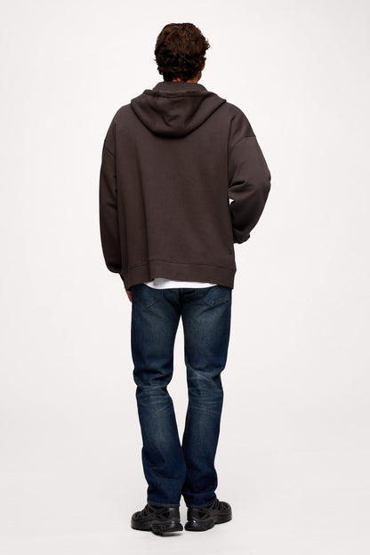 Vintage Washed Zip-Up Hoodie | Espresso