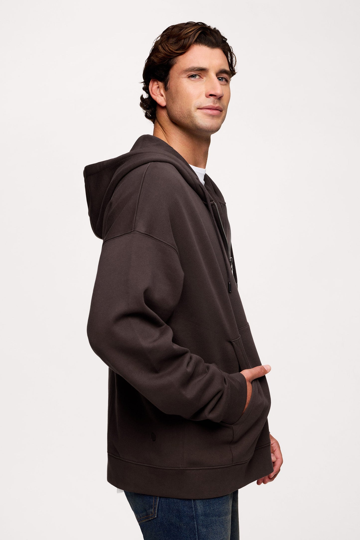 Vintage Washed Zip-Up Hoodie | Espresso