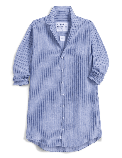MARY Blue and Navy Stripe, Italian Classic Linen