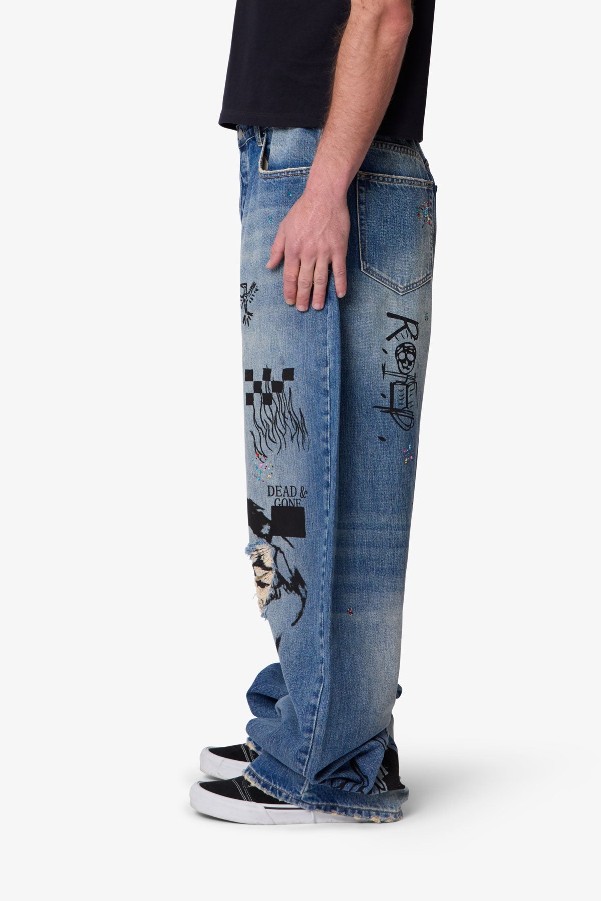 Mega Baggy Sketch Denim - Blue