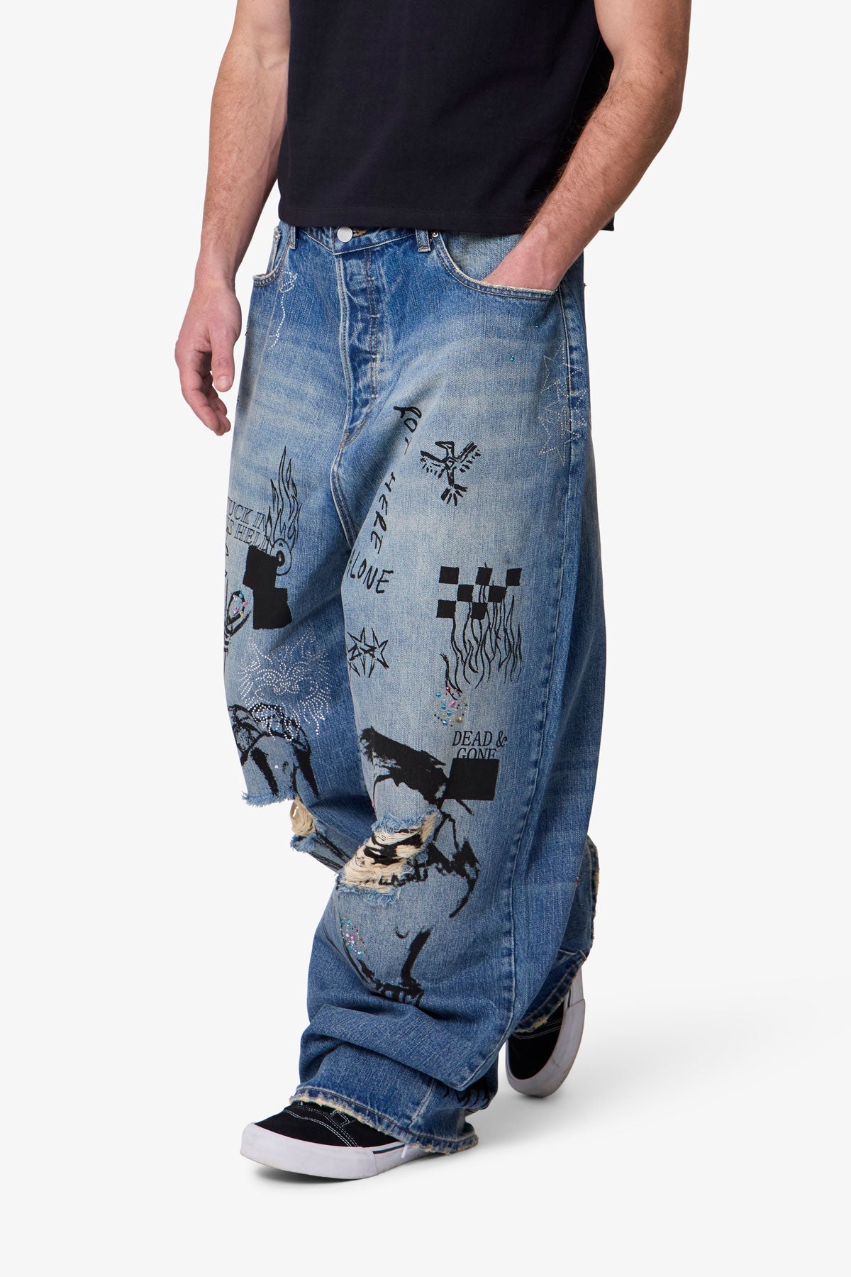 Mega Baggy Sketch Denim - Blue