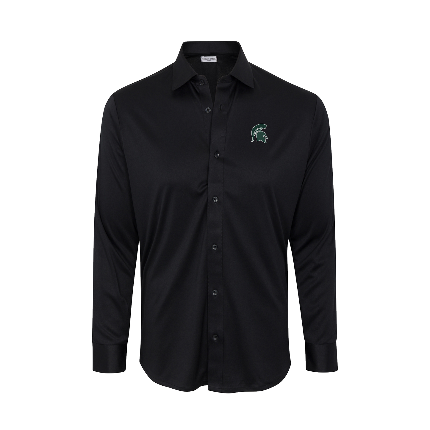 Michigan State Quattro Flex Dress Shirt with Semi-Spread Collar Black