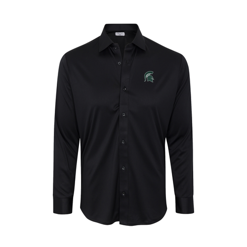 Michigan State Quattro Flex Dress Shirt with Semi-Spread Collar Black