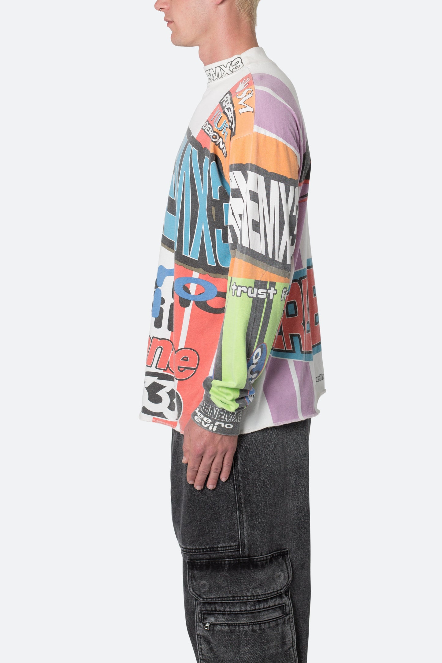Mock Neck Motocross L/S Tee - Multi