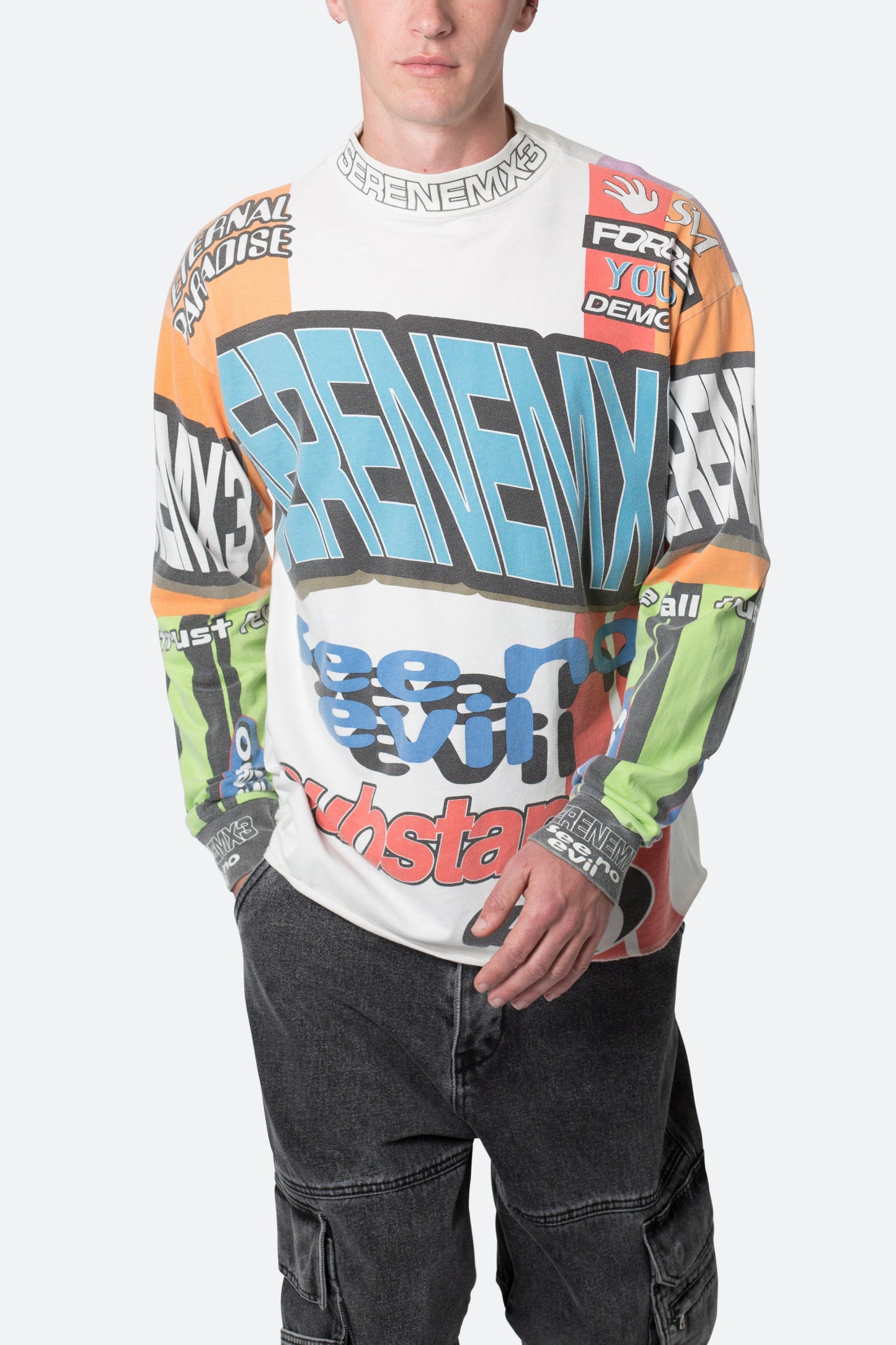 Mock Neck Motocross L/S Tee - Multi
