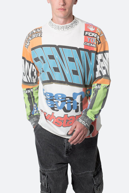 Mock Neck Motocross L/S Tee - Multi
