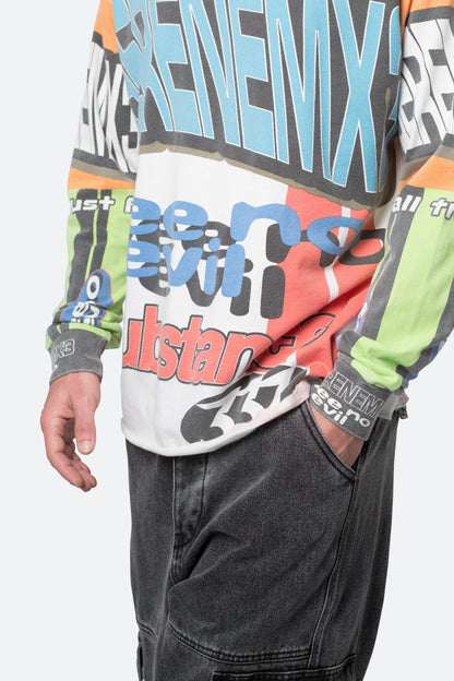 Mock Neck Motocross L/S Tee - Multi