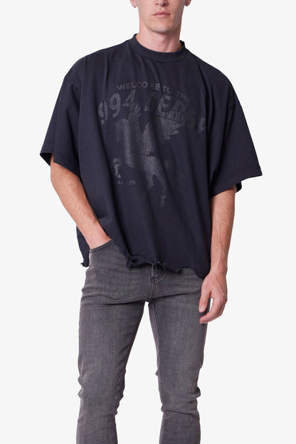 Moth Eaten Cropped Tee - Black