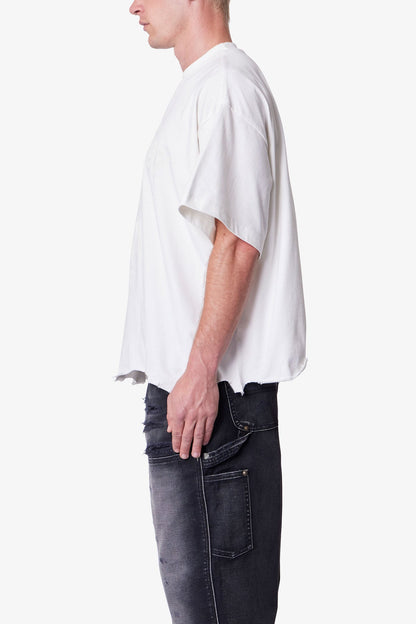 Moth Eaten Cropped Tee - White