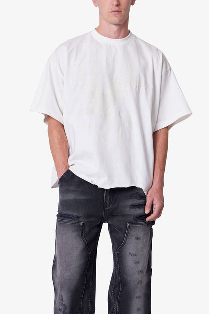 Moth Eaten Cropped Tee - White