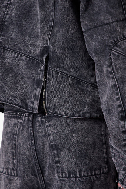 Moto Denim Jacket - Vintage Black