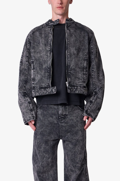 Moto Denim Jacket - Vintage Black