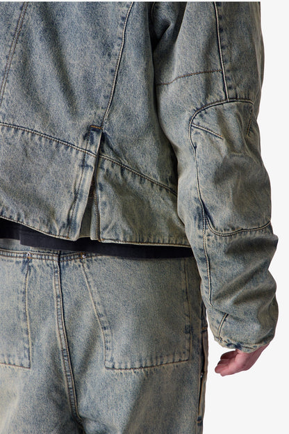 Moto Denim Jacket - Vintage Blue