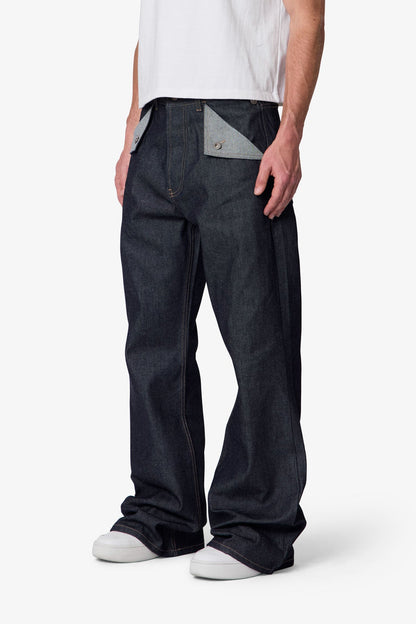 Mule Pocket Kick Flare Denim - Rinsed Indigo
